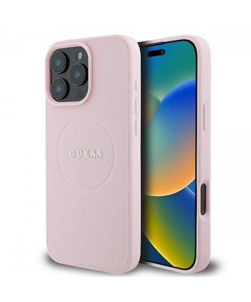 Guess Grained Ring MagSafe iPhone 16 Pro Case - Pink