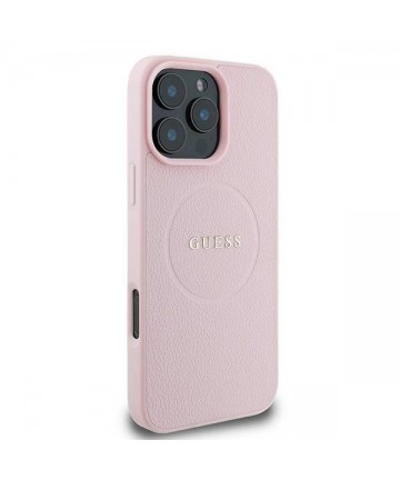 Guess Grained Ring MagSafe iPhone 16 Pro Case - Pink