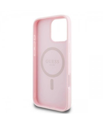 Guess Grained Ring MagSafe iPhone 16 Pro Case - Pink