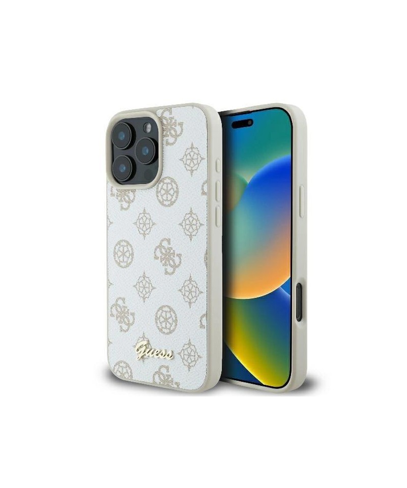 Guess Peony Script Logo MagSafe iPhone 16 Pro Case - White