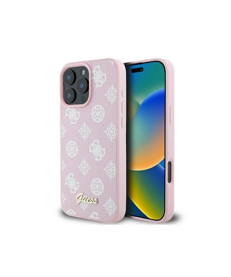 Guess Peony Script Logo MagSafe iPhone 16 Pro Case - Pink