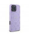 Guess Saffiano Peony Classic Logo MagSafe iPhone 16 Pro Case - Purple