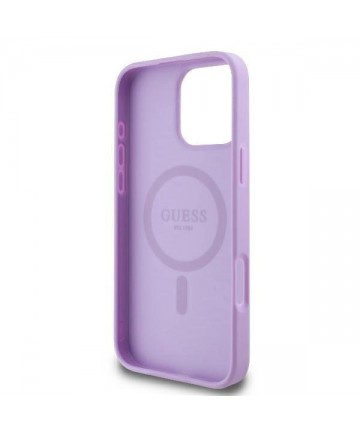 Guess Saffiano Peony Classic Logo MagSafe iPhone 16 Pro Case - Purple