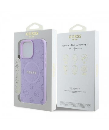 Guess Saffiano Peony Classic Logo MagSafe iPhone 16 Pro Case - Purple