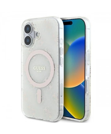 Guess IML 4G Background MagSafe Case for iPhone 16 Plus - White