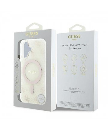Guess IML 4G Background MagSafe Case for iPhone 16 Plus - White