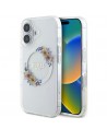 Guess IML Flowers Wreath MagSafe iPhone 16 Plus Case - Clear