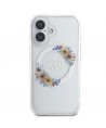 Guess IML Flowers Wreath MagSafe iPhone 16 Plus Case - Clear