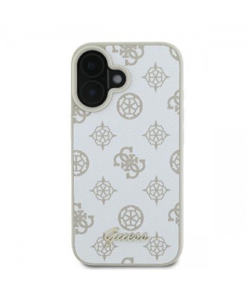 Guess Peony Script Logo MagSafe iPhone 16 Case - White