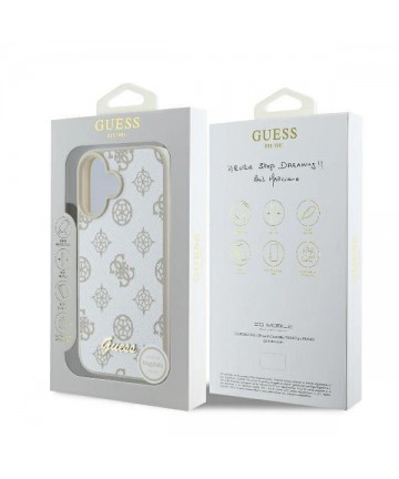 Guess Peony Script Logo MagSafe iPhone 16 Case - White