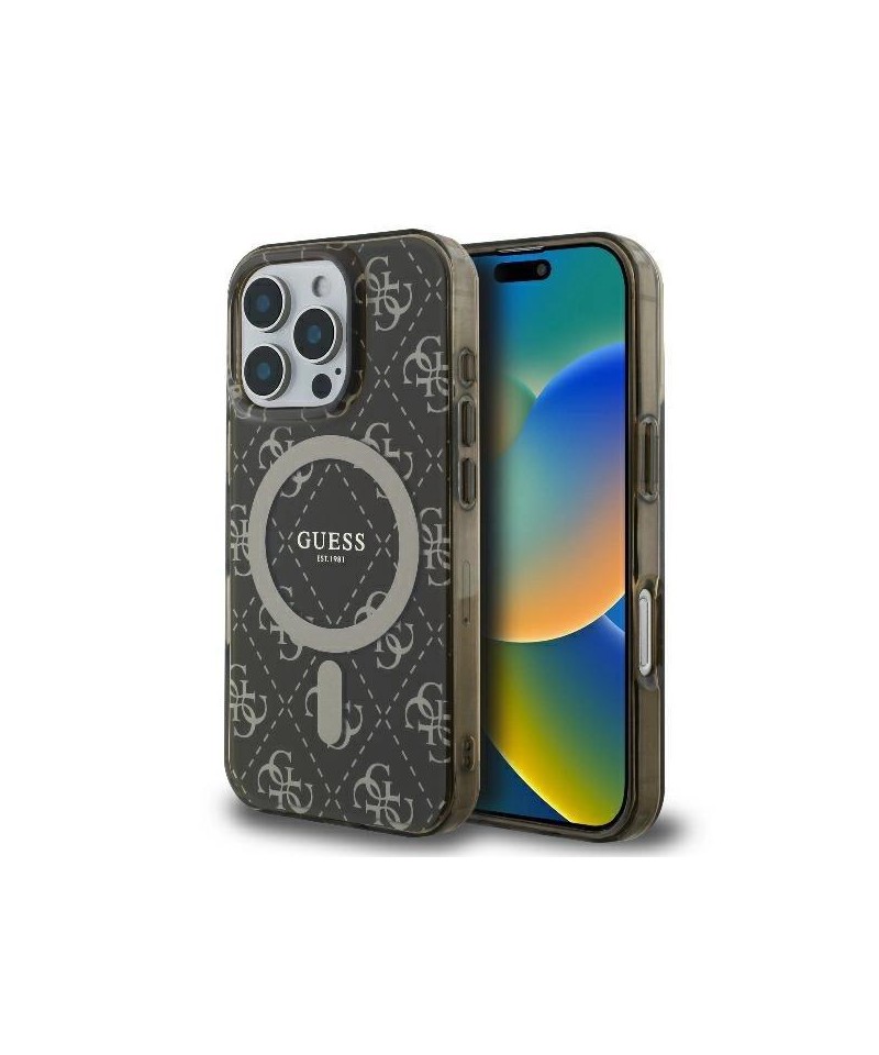 Guess IML 4G Background MagSafe Case for iPhone 16 Pro Max - Brown