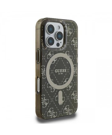 Guess IML 4G Background MagSafe Case for iPhone 16 Pro Max - Brown