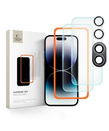Tech-Protect Supreme Set tempered glass for iPhone 16 - transparent (3 pcs.)