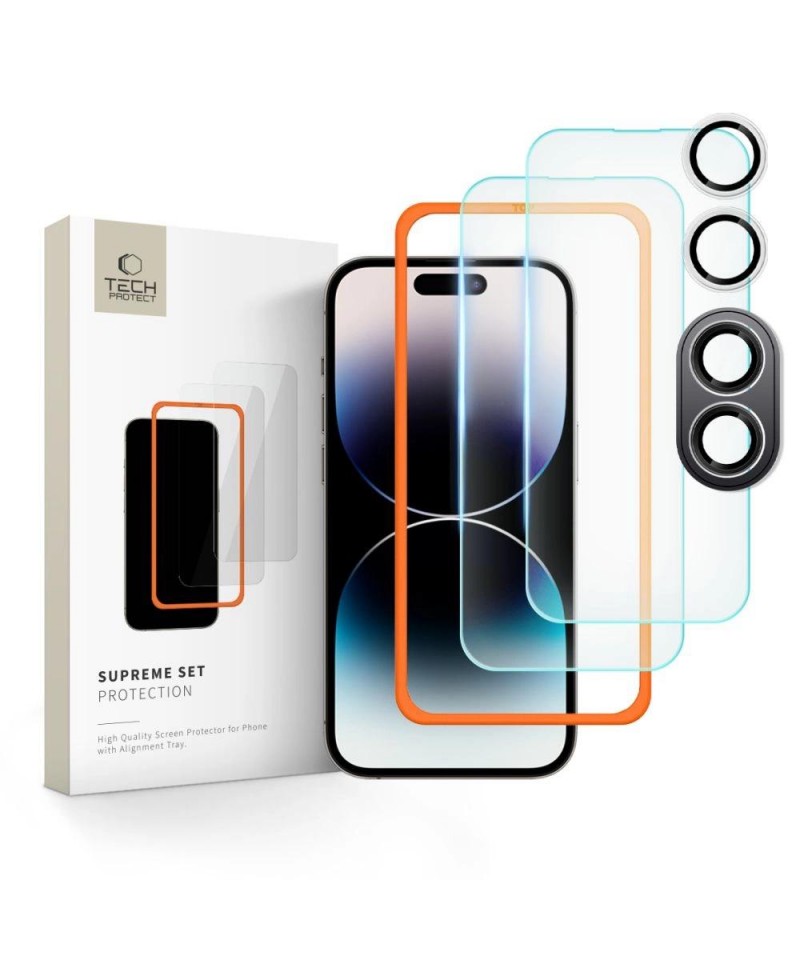 Tech-Protect Supreme Set tempered glass for iPhone 16 - transparent (3 pcs.)