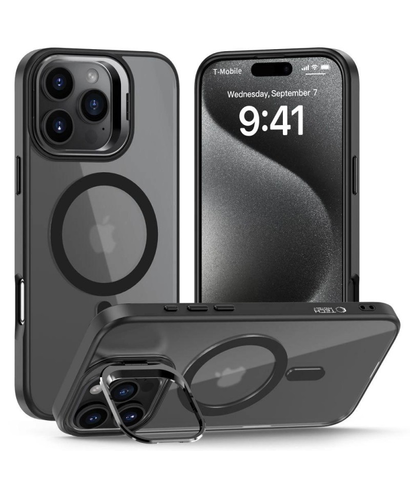 Tech-Protect MagStand MagSafe Case with Stand for iPhone 16 Pro - Semi-Transparent