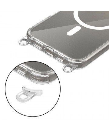 Tech-Protect FlexAir Chain MagSafe Case for iPhone 16 Pro Max - Clear + 2 Lanyards (Black and Taupe)