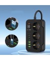 Tech-Protect PC3X6 Power Strip 3 Sockets 240V + 3xUSB-A + 3xUSB-C 200cm - Black