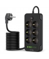 Tech-Protect PC6X6 Power Strip 6 Sockets 240V + 3xUSB-A + 3xUSB-C 200cm - Black