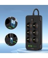 Tech-Protect PC6X6 Power Strip 6 Sockets 240V + 3xUSB-A + 3xUSB-C 200cm - Black
