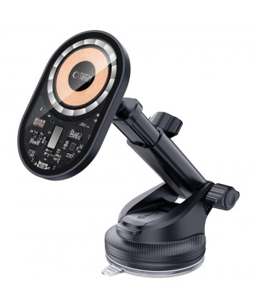 Tech-Protect MM15W-V6 15W Car Charger Holder with MagSafe for Dashboard and Air Vent - Black