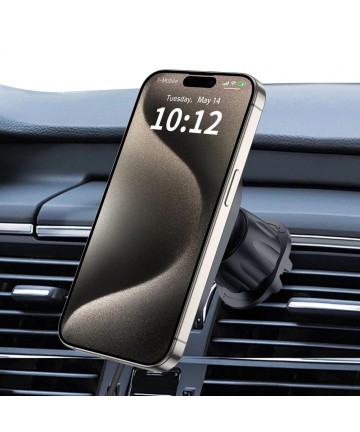 Tech-Protect MM15W-V6 15W Car Charger Holder with MagSafe for Dashboard and Air Vent - Black