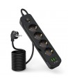 Tech-Protect PCL4X3 Power Strip 4 Sockets 240V + 2xUSB-A + 1xUSB-C 200 cm - Black