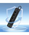 Tech-Protect PCL4X3 Power Strip 4 Sockets 240V + 2xUSB-A + 1xUSB-C 200 cm - Black