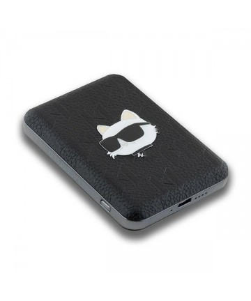 Karl Lagerfeld Powerbank inductive KLPB5FPGKSCHHK 16W 5000mAh black/black Choupette Head Pin MagSafe