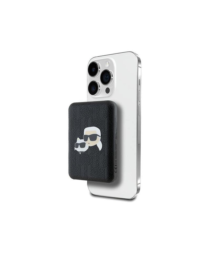 Karl Lagerfeld Powerbank inductive KLPB5FPGKSKCHK 16W 5000mAh black/black Karl&Choupette Head Pin MagSafe