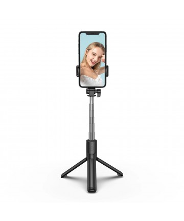 Selfie stick WHS1Y telescopic tripod 1m with phone holder - black