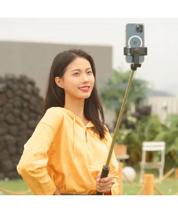 Selfie stick WHS1Y telescopic tripod 1m with phone holder - black