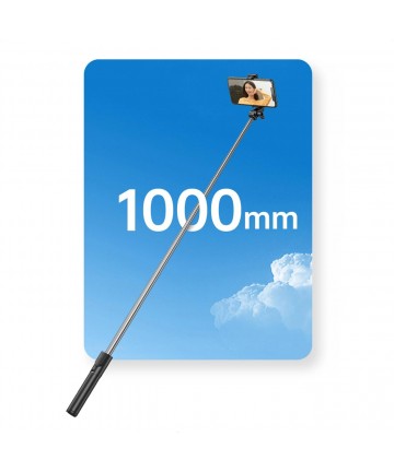 Selfie stick WHS1Y telescopic tripod 1m with phone holder - black