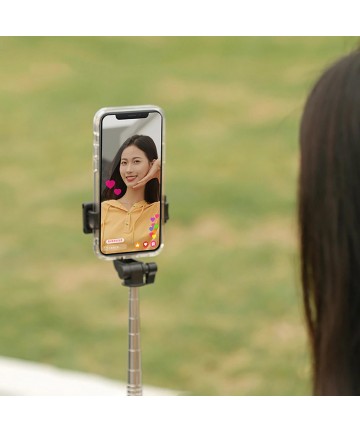 Selfie stick WHS1Y telescopic tripod 1m with phone holder - black