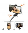 Selfie stick WHS1Y telescopic tripod 1m with phone holder - black