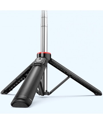 Selfie stick WC13YDS telescopic tripod 1.3m with double lamp and phone holder - black