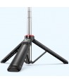 Selfie stick WC13YDS telescopic tripod 1.3m with double lamp and phone holder - black