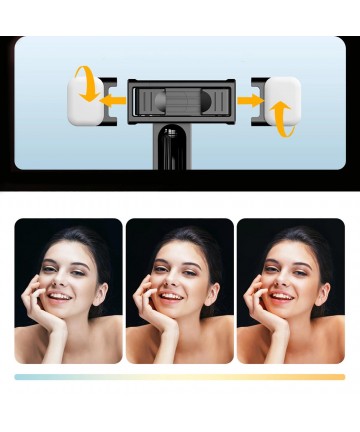 Selfie stick WC13YDS telescopic tripod 1.3m with double lamp and phone holder - black