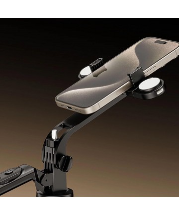 Selfie stick WH181D-Y1S 1.75m aluminum alloy telescopic tripod with dual lamp and phone holder - black