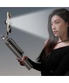 Selfie stick WH181D-Y1S 1.75m aluminum alloy telescopic tripod with dual lamp and phone holder - black