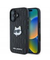Karl Lagerfeld Monogram Choupette Head Pin iPhone 16 Case - Black