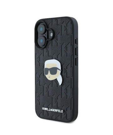 Karl Lagerfeld Monogram Karl Head Pin iPhone 16 Case - Black