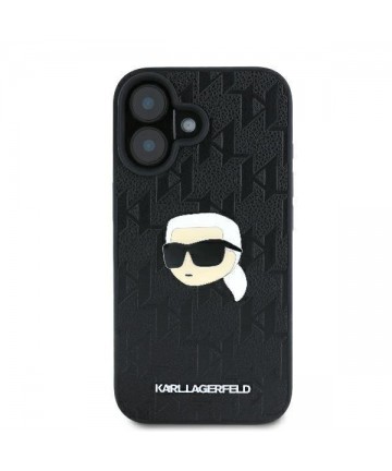 Karl Lagerfeld Monogram Karl Head Pin iPhone 16 Case - Black