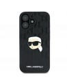 Karl Lagerfeld Monogram Karl Head Pin iPhone 16 Case - Black