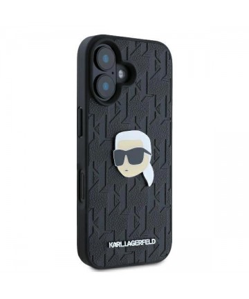 Karl Lagerfeld Monogram Karl Head Pin iPhone 16 Case - Black