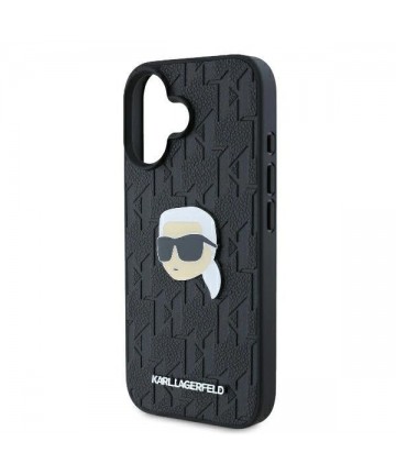 Karl Lagerfeld Monogram Karl Head Pin iPhone 16 Case - Black
