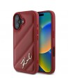Karl Lagerfeld Diagonal Quilted Script iPhone 16 Case - Red