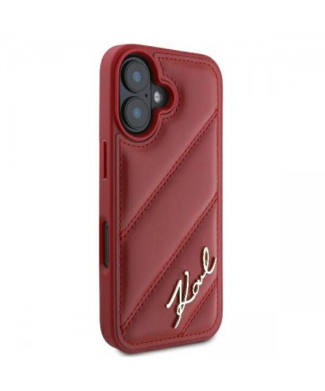 Karl Lagerfeld Diagonal Quilted Script iPhone 16 Case - Red