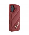 Karl Lagerfeld Diagonal Quilted Script iPhone 16 Case - Red
