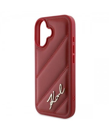 Karl Lagerfeld Diagonal Quilted Script iPhone 16 Case - Red