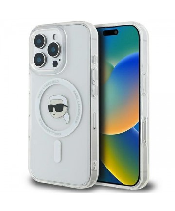 Karl Lagerfeld IML Metal Karl Head MagSafe Case for iPhone 16 Pro - White